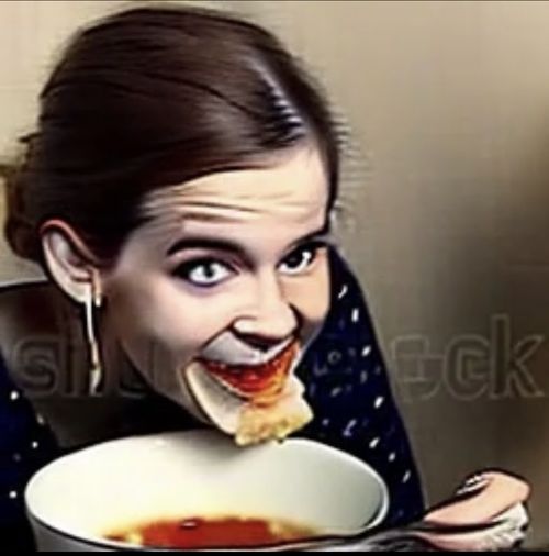 Эмма Томпсон кушает суп